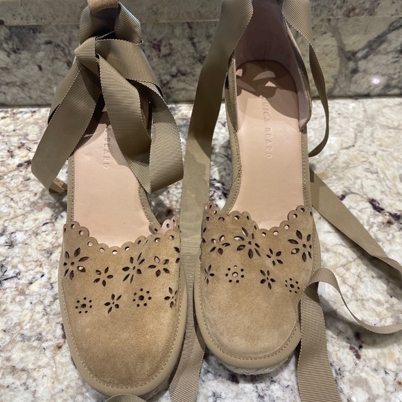 NWOB Veronica Beard "Sand" Soleil Espadrille Wedge with Tie Ribbon in Size 8M - Picture 2 of 12